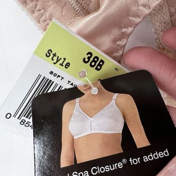 NwT Bali Women's Double Support Lace Spa Closure Wirefree Bra Beige Size 38B NWT - Picture 5 of 10